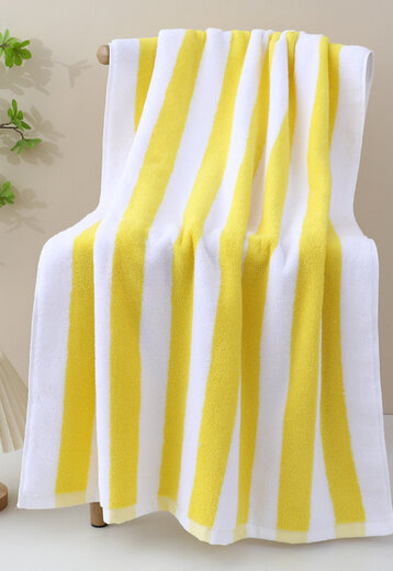 Geel-Witte Badstof Handdoek Retro