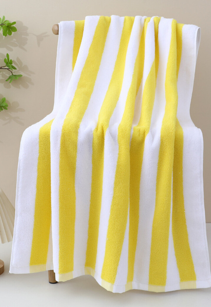 Retro Geel-Witte Katoenen Handdoek van Zachte Badstof