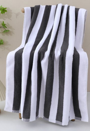 Retro Zwart-Witte Katoenen Handdoek Zachte Badstof