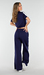 Donkerblauwe Two-Piece Set met Vestje en Wijde Pijpen