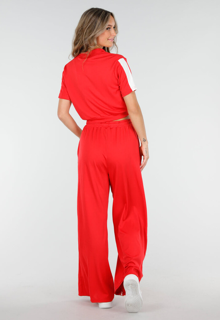 Rode Two-Piece Set met Vestje en Wijde Pijpen