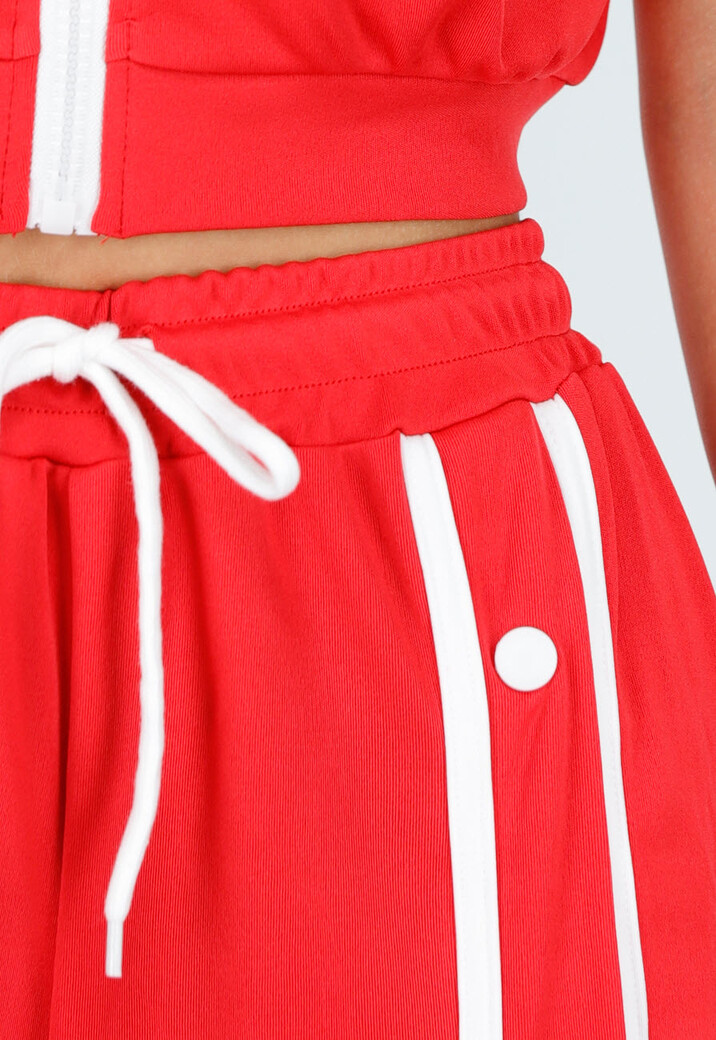 Rode Two-Piece Set met Vestje en Wijde Pijpen