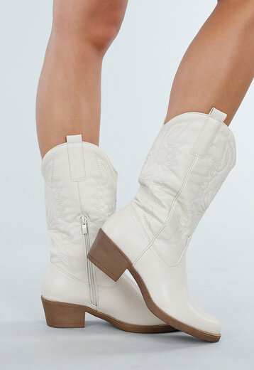 Beige Cowboylaarzen met Rits