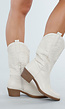 Beige Cowboylaarzen met Sierstiksels en Rits
