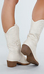Beige Cowboylaarzen met Sierstiksels en Rits