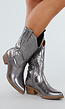 Zilverkleurige Cowboylaarzen met Metallic Look en Rits
