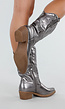 Zilverkleurige Cowboylaarzen met Metallic Look en Rits