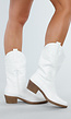 Witte Leatherlook Westernlaarzen met Rechte Hak