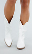 Witte Leatherlook Westernlaarzen met Rechte Hak