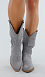 Grijze Suèdelook Cowboylaarzen met Sierstiksels