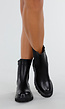 Zwarte Lederlook Enkelboots met Chunky Zool en Zijrits
