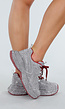 Zilveren Glitter Sneakers met Bordeaux Zool en Veters