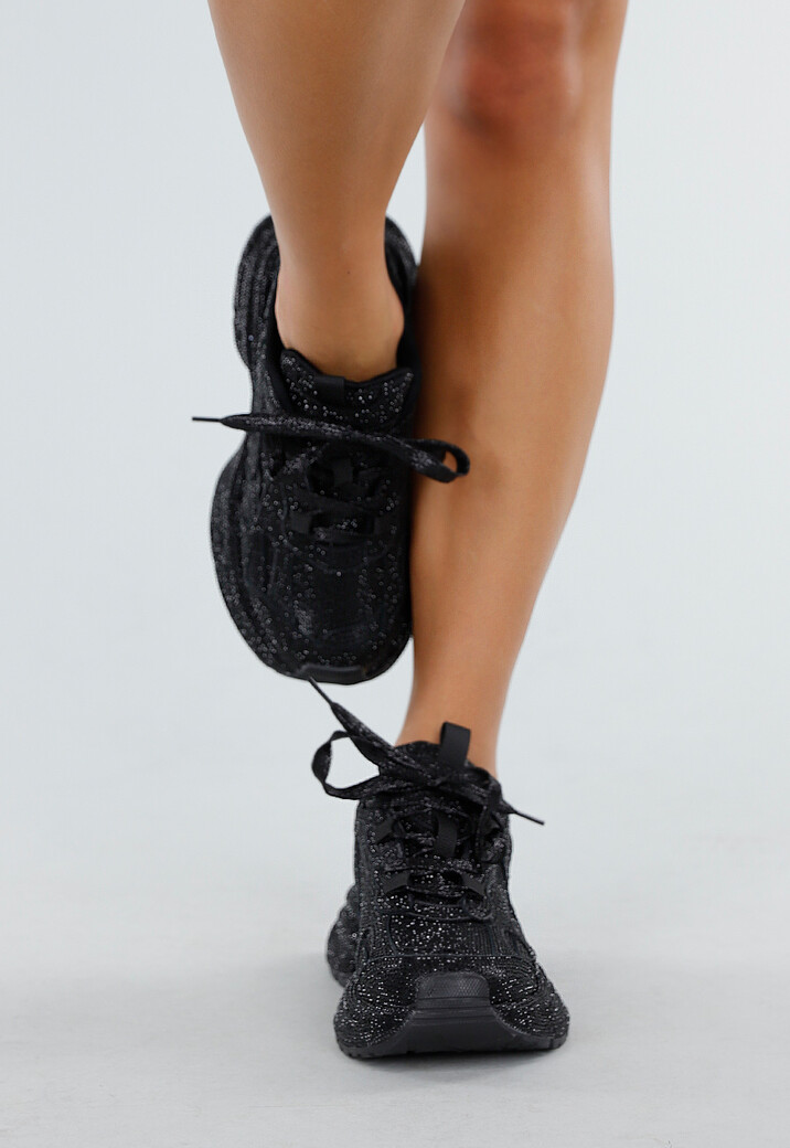 Zwarte Glitter Sneakers met Chunky Zool