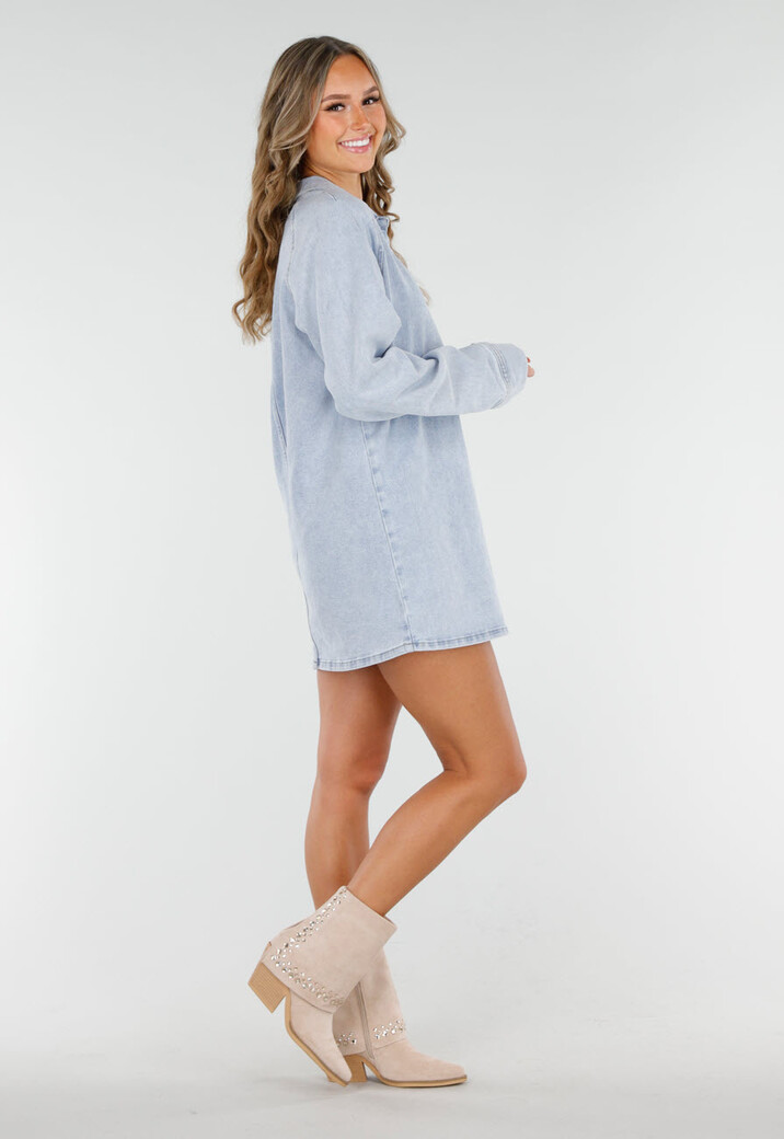 Beige Cowboy Enkellaarsjes met Studs en Rits