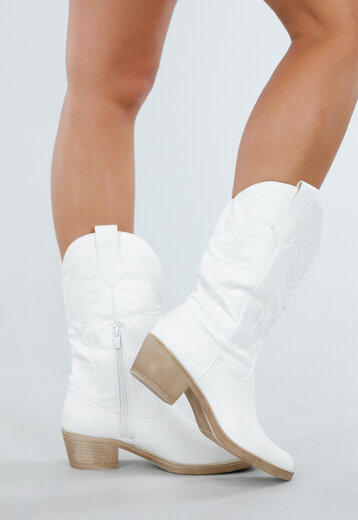 Witte Lederlook Cowboylaarzen