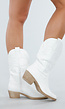 Witte Lederlook Cowboylaarzen met Hak