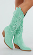 Mintgroene Suèdelook Cowboylaarzen