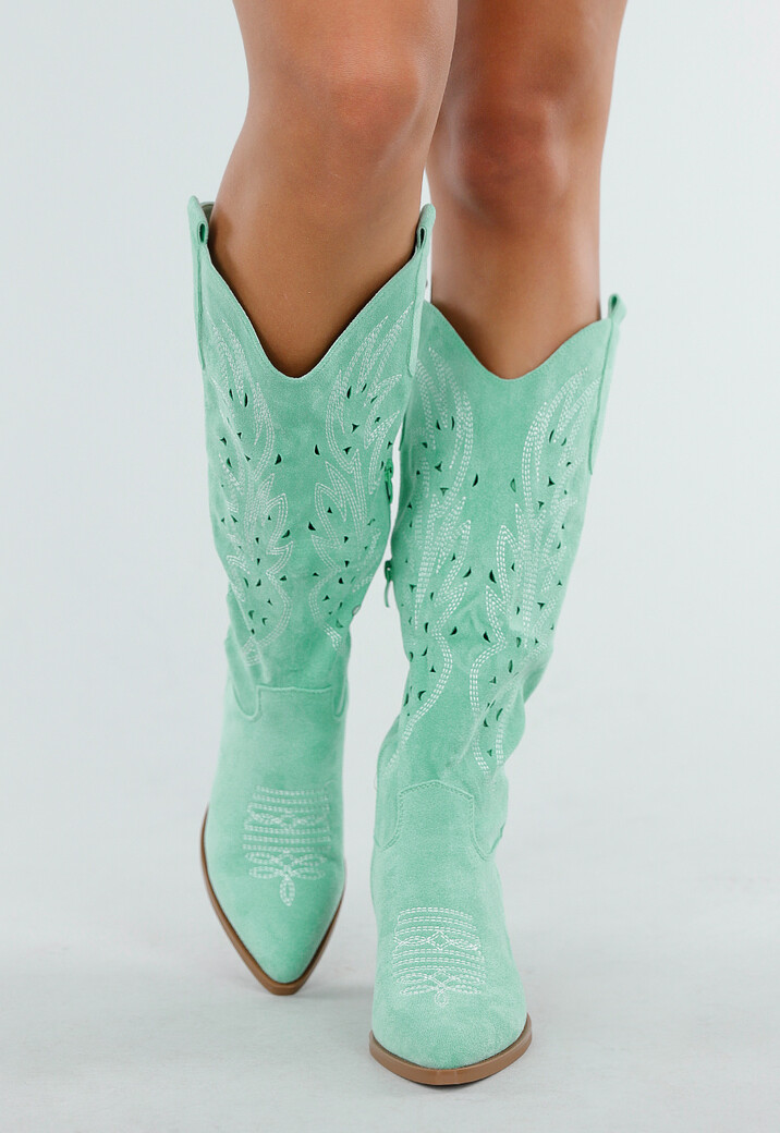 Mintgroene Suèdelook Cowboylaarzen