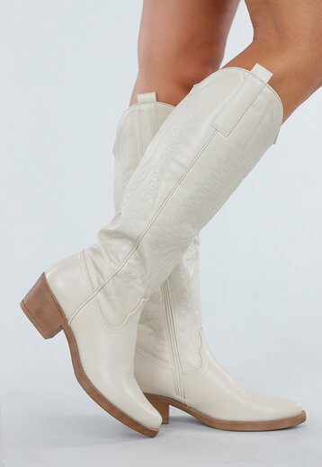 Beige Hoge Cowboylaarzen