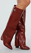 Bordeaux Rode Overlap Laarzen met Puntneus in Leatherlook