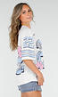Witte Jersey Top met Vogelprint en Oversized Pasvorm