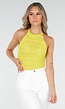 Geelgroen Gehaakte Haltertop met Open Rug