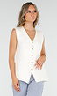 Crèmekleurige Mouwloze Top met Knopen en Striksluiting op rug