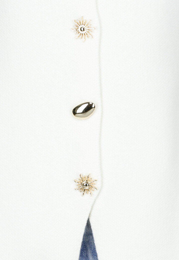 Crèmekleurige Mouwloze Top met Knopen en Striksluiting op rug