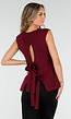 Bordeaux Mouwloze Top met Goudkleurige Knopen en Strik