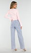 Roze Stretch Rib Top met Teddybeertjes en Vierkante Halslijn