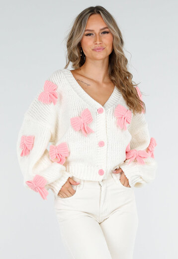 Gebreid Vest met Roze Strikken