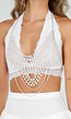 Witte Parelketting Bodychain met Haltersluiting