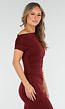 Bordeaux Off Shoulder Set met Wijde Broek en Stretch