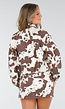 Wit-Bruin Cowprint Jasje met Rits en Elastische Zoom