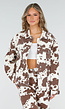 Wit-Bruin Denim Jasje met All-Over Cowprint