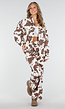 Wit-Bruin Denim Jasje met All-Over Cowprint