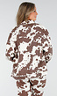 Wit-Bruin Denim Jasje met All-Over Cowprint