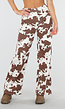 Wit-Bruine High Waist Jeans met All-Over Cowprint