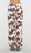 Wit-Bruine High Waist Jeans met All-Over Cowprint