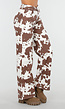 Wit-Bruine High Waist Jeans met All-Over Cowprint