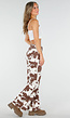 Wit-Bruine High Waist Jeans met All-Over Cowprint