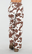 Wit-Bruine High Waist Jeans met All-Over Cowprint
