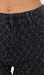 Zwarte Straight Jeans met Glinsterend Ruitpatroon