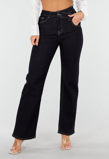 Donkerblauwe Wide Stretch Jeans