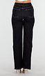 Donkerblauwe High Waist Overslag Wide Leg Jeans met Rechte Pijpen
