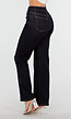 Donkerblauwe High Waist Overslag Wide Leg Jeans met Rechte Pijpen