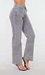 Grijze High Waist Straight Jeans met Licht Gewassen Look