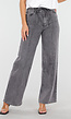 Redial Jeans  Grijze Straight Leg Stretch Jeans met Strik