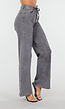 Grijze Wide Leg Jeans met Hoge Taille en Striksluiting