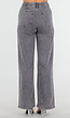 Grijze Wide Leg Jeans met Hoge Taille en Striksluiting